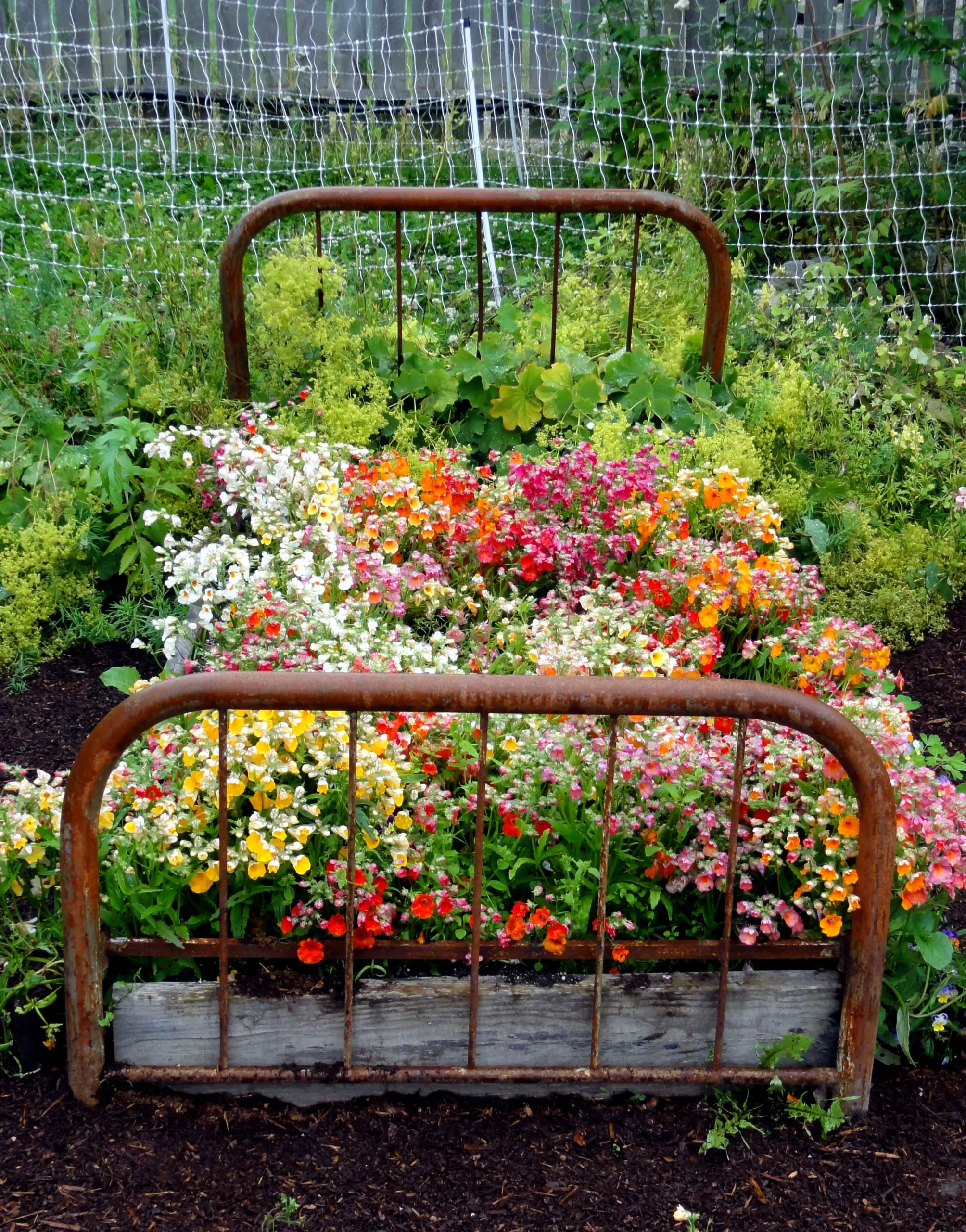 Warm floral bed anchors the table with depth, giving the view a mood that feels simple yet expressive.