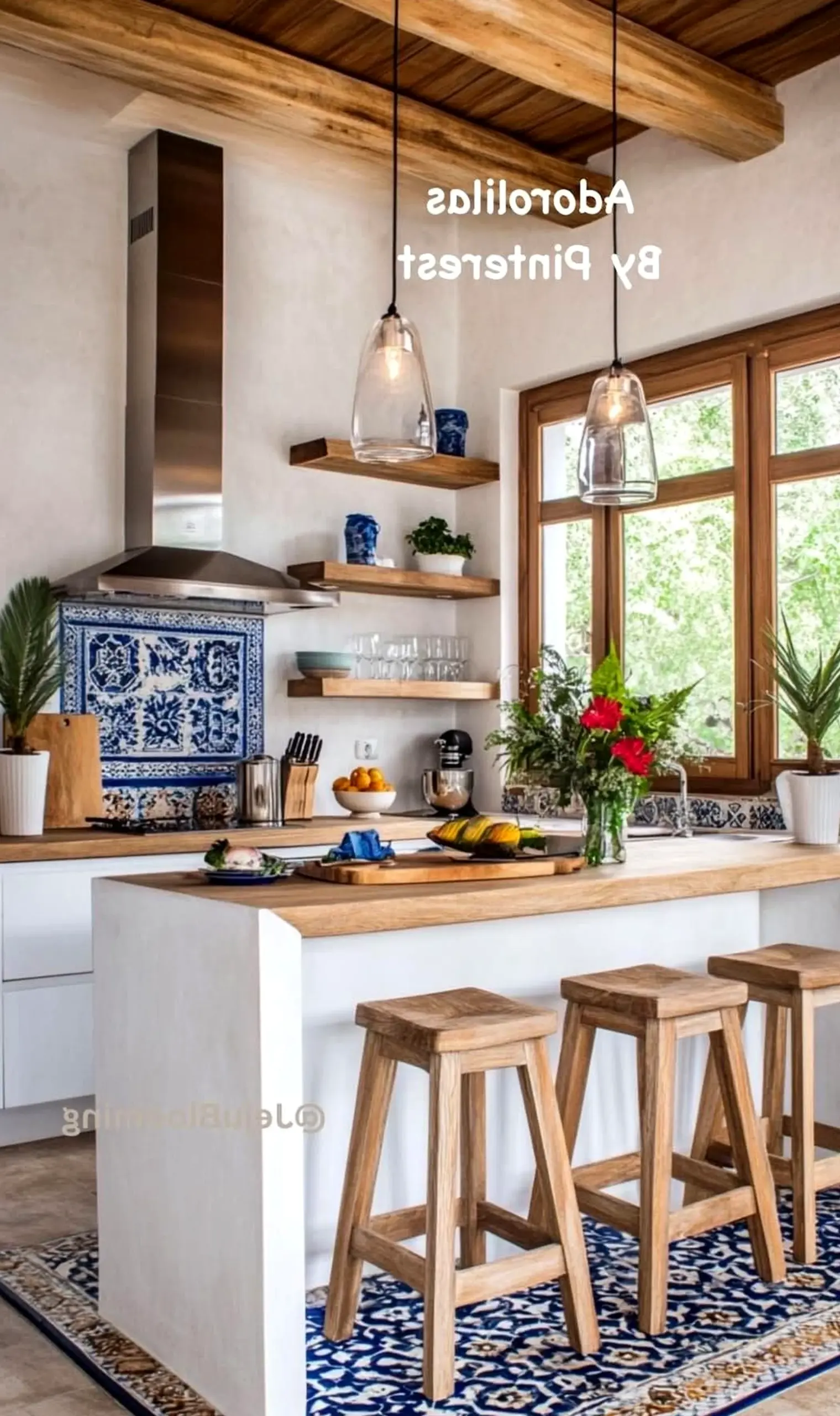 Earthy cabinet wall frames the view with softness, making the scene feel open and lived-in.