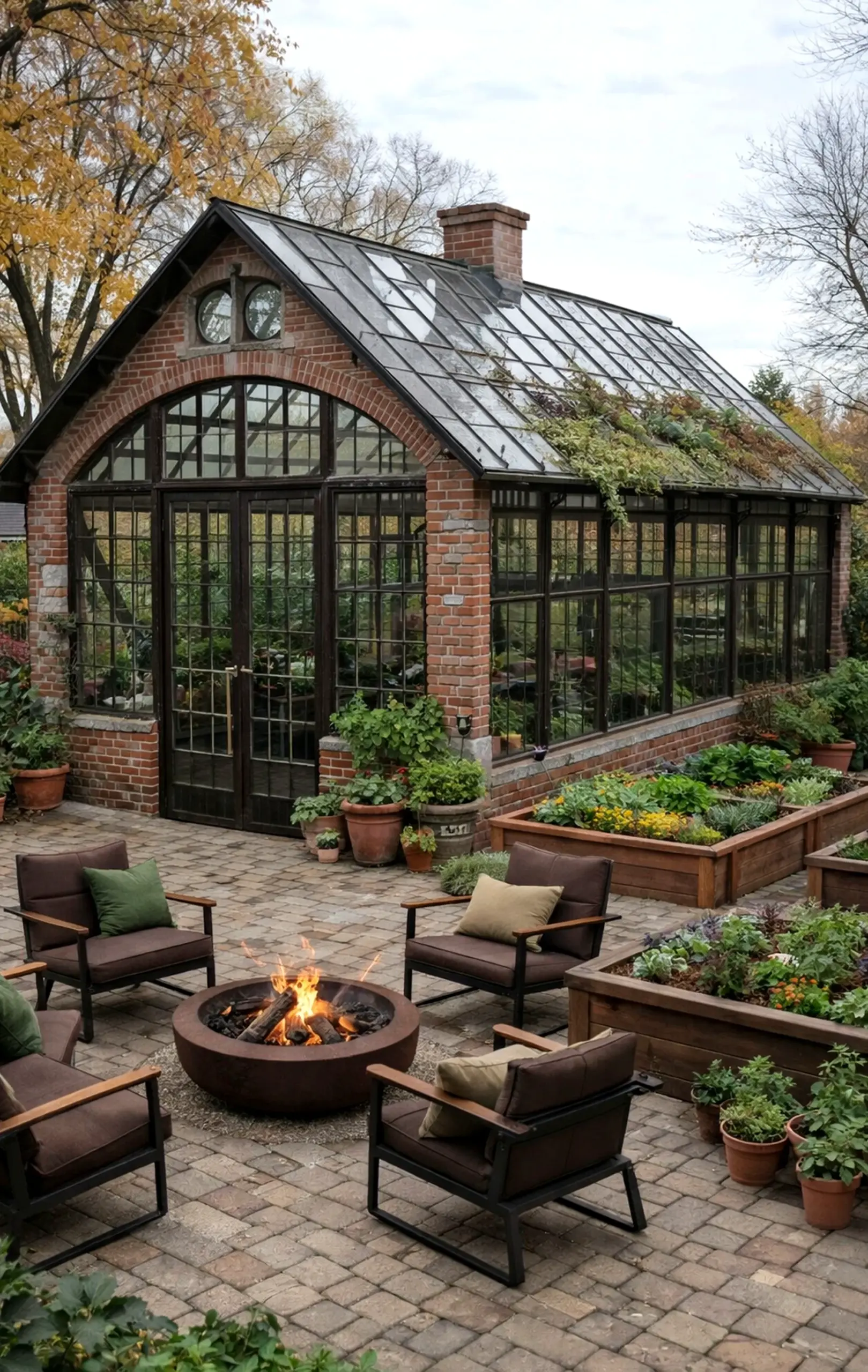 Leafy vase display brings clarity to the outdoor space, creating a mood that feels clear and inviting.