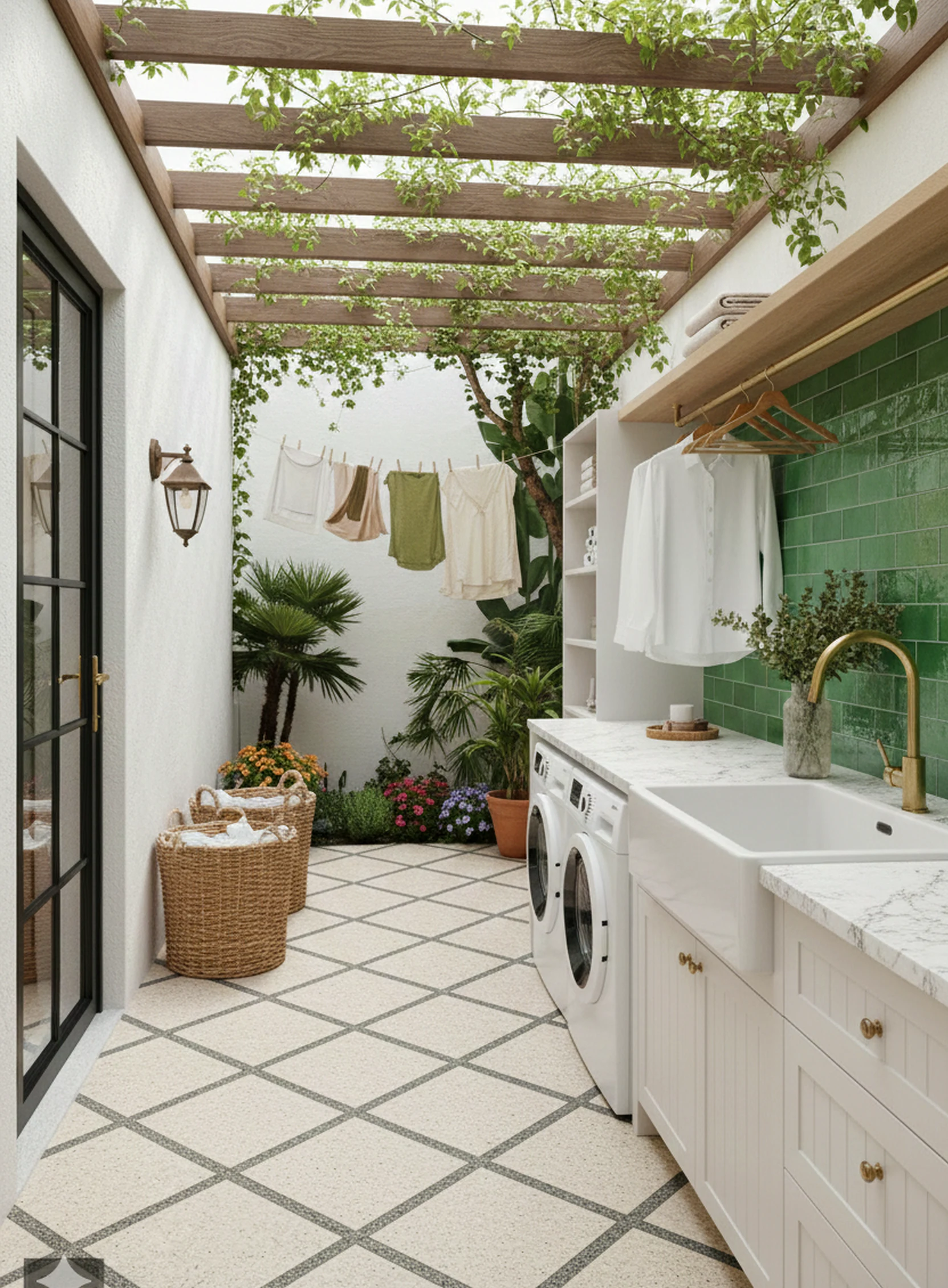 Layered tile detail gives the view more softness, so the whole view feels warm without clutter.