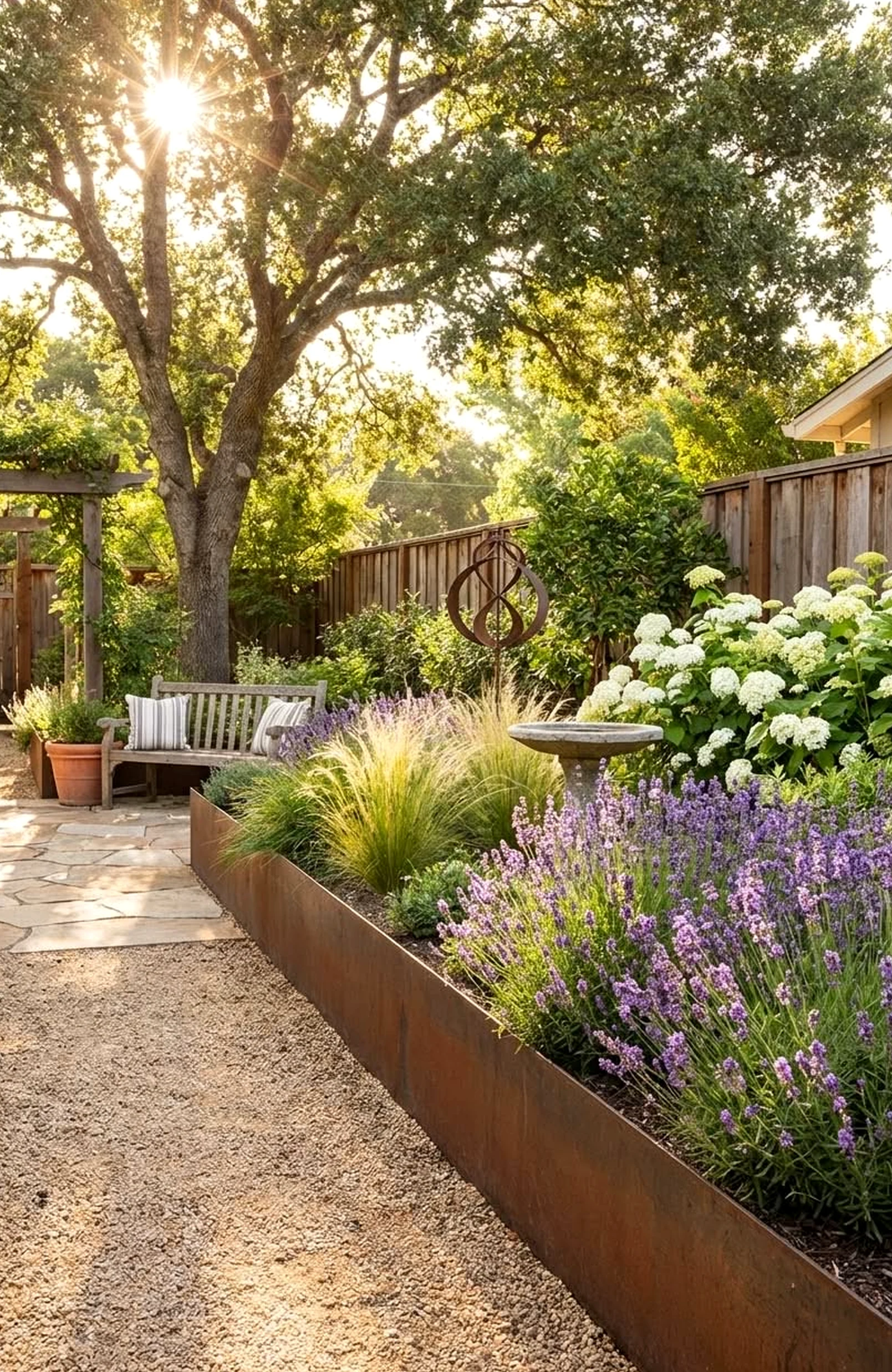 Compact neutral bedroom introduces ease into the garden edge, keeping the atmosphere warm without clutter.