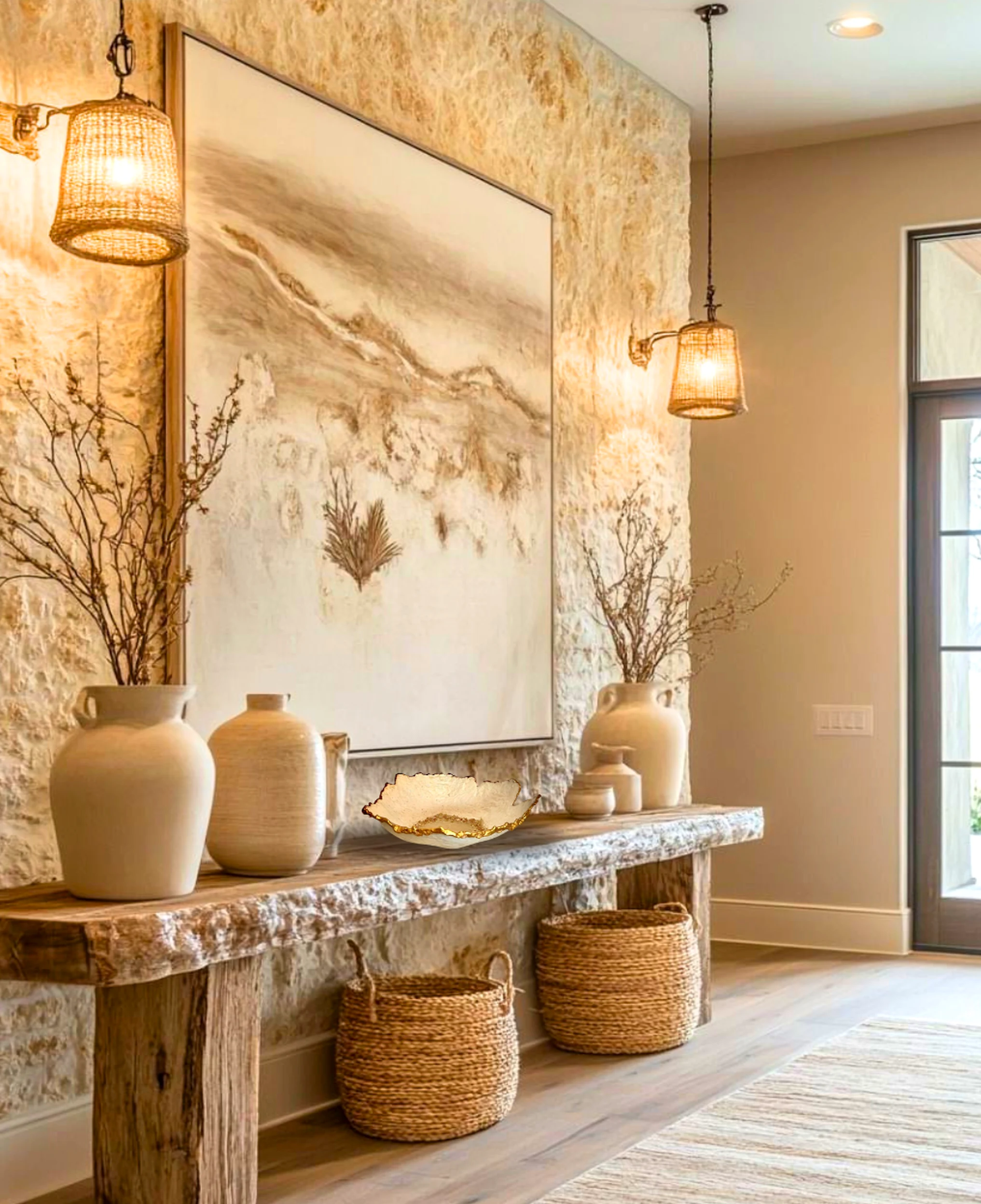 Tactile entry console brings a useful note of comfort, making the table feel ready for quiet use.