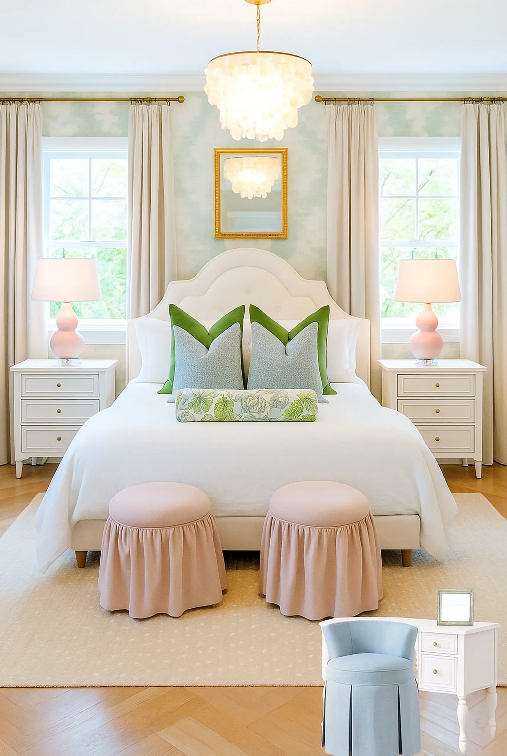 Calm stone path frames the wall with light, making the scene feel soft at the edges.
