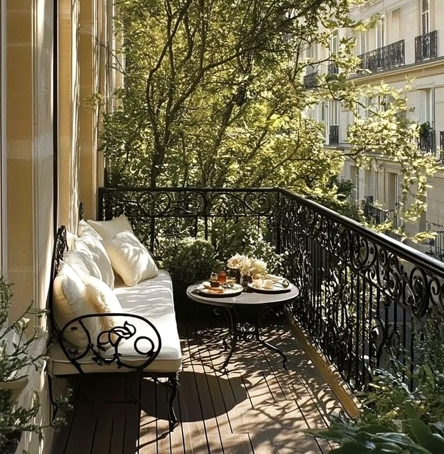 Simple breakfast table brings a useful note of light, making the composition feel personal and relaxed.