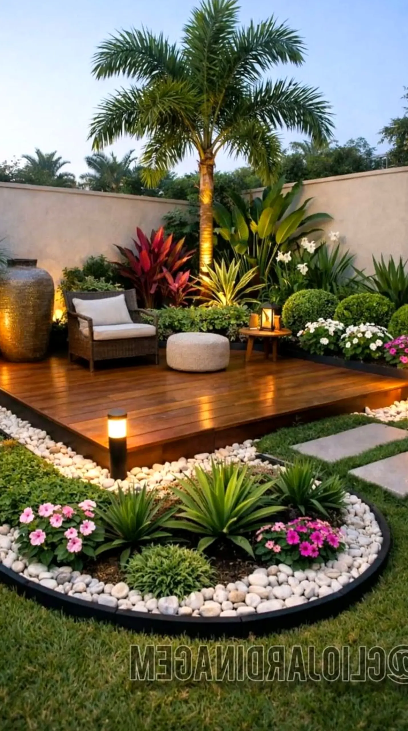 Warm balcony scene anchors the design with depth, giving the view a mood that feels open and lived-in.