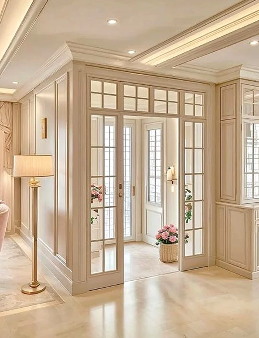 Open arched doorway brings a useful note of personality, making the corner feel fresh and intentional.