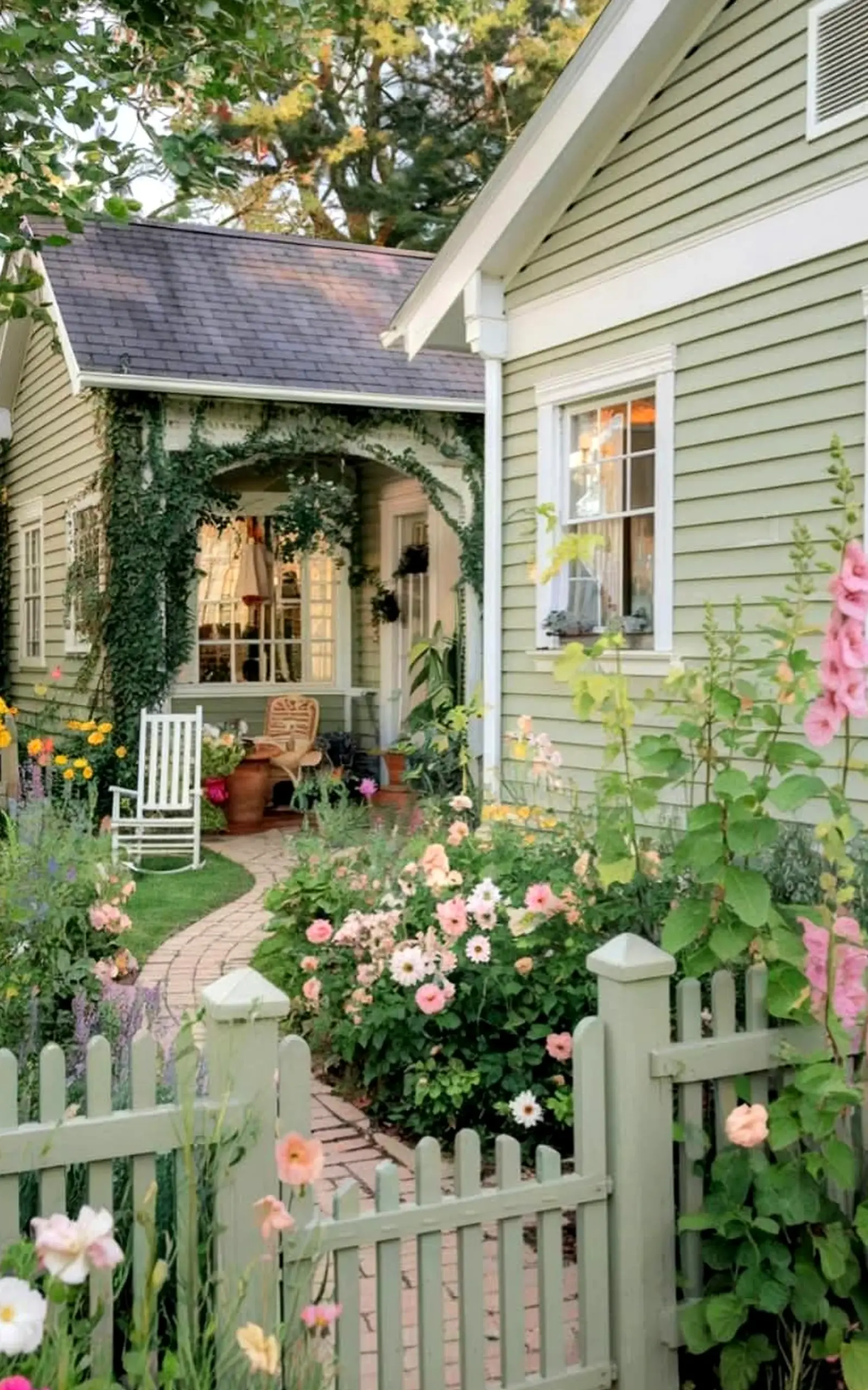 Cozy wooden deck draws attention to ease while the composition stays quietly finished.