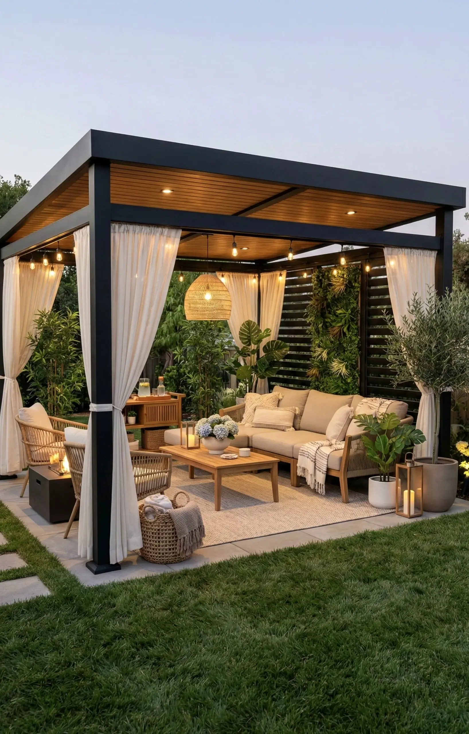Simple garden border brings order to the backdrop, creating a mood that feels simple yet expressive.