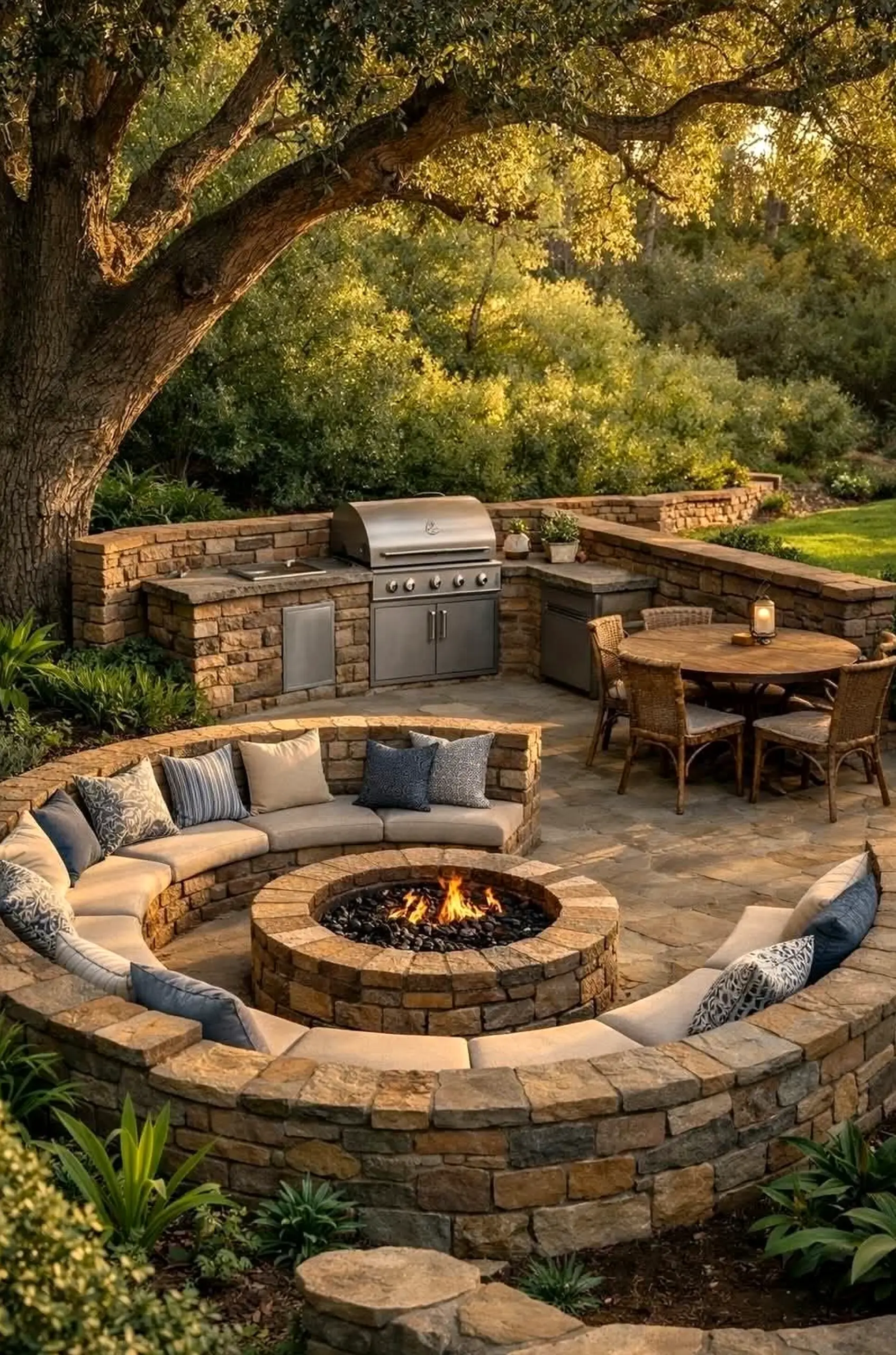 Open outdoor lounge brings a useful note of depth, making the outdoor space feel warm without clutter.