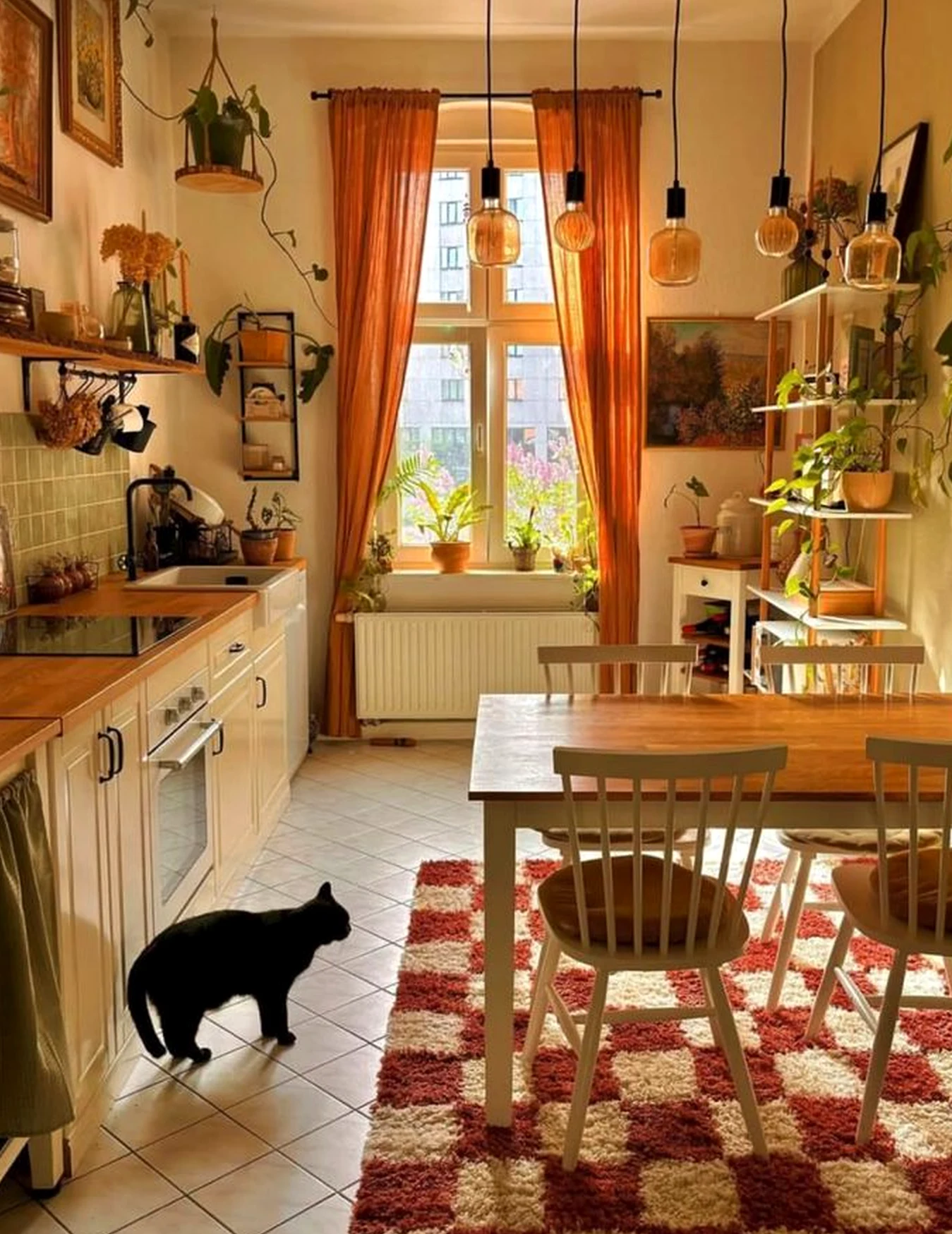 Colorful stone terrace brings comfort to the view, creating a mood that feels open and lived-in.