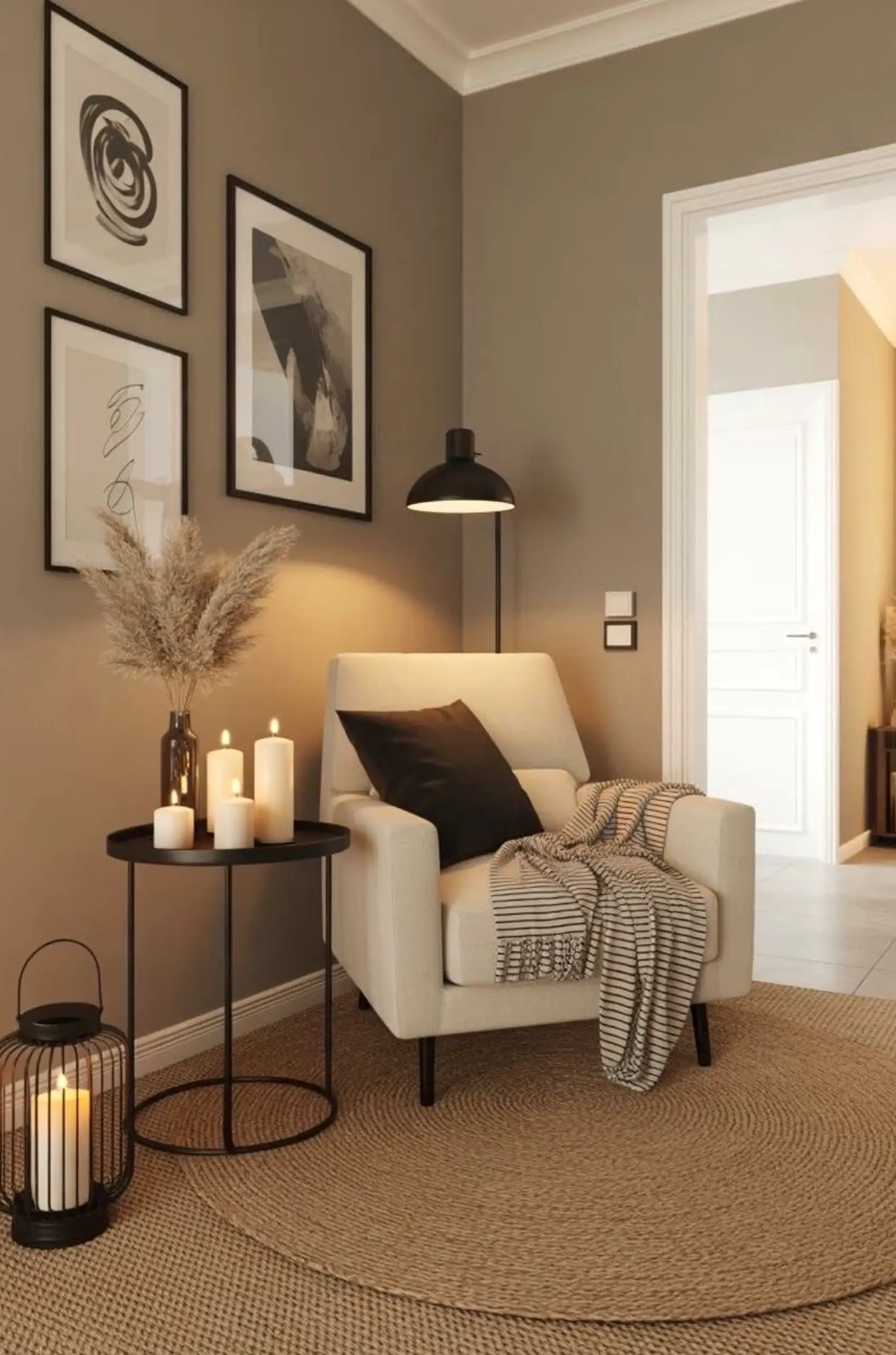 Earthy compact workspace adds personality across the setting, giving the decor a finish that feels visually grounded.