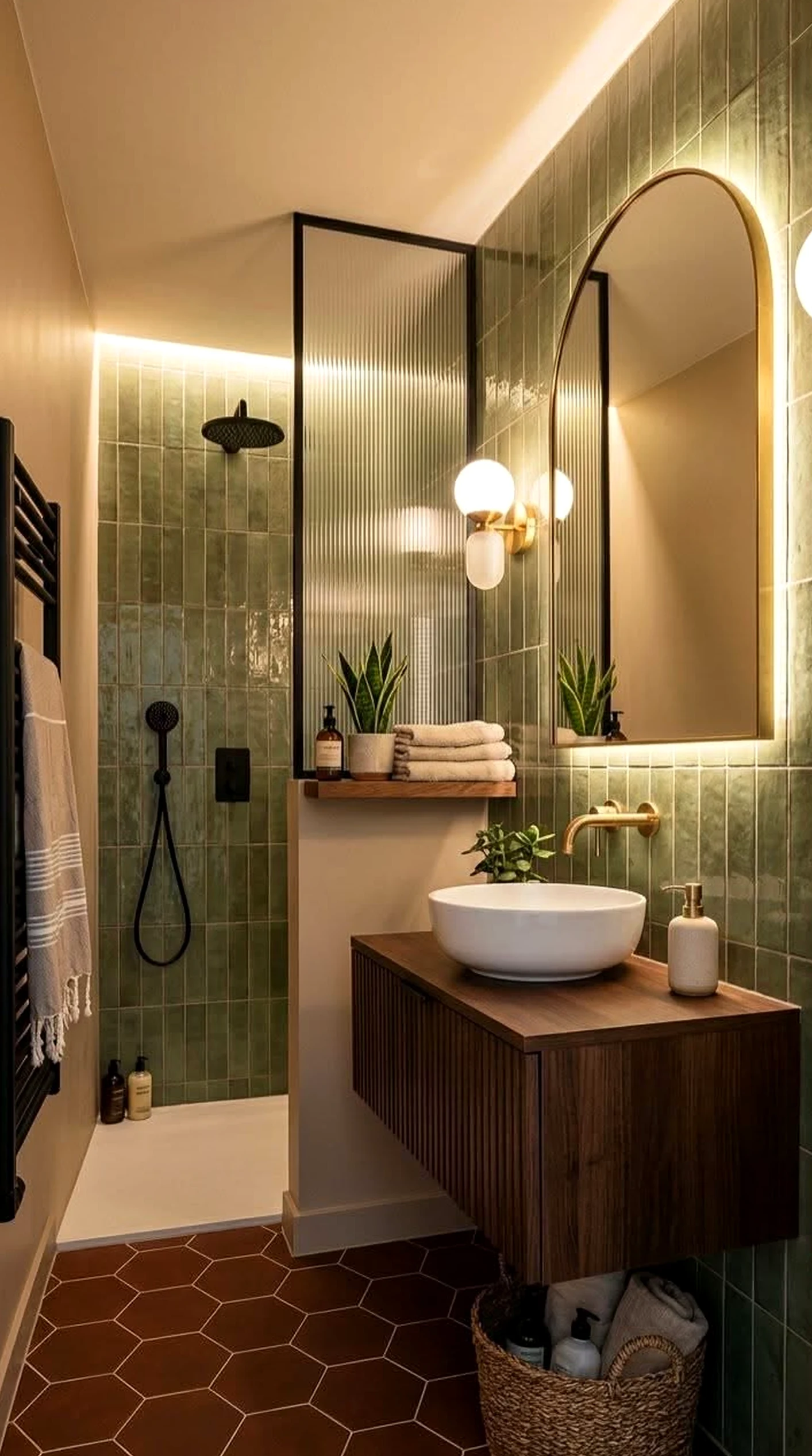 Fresh painted door adds a clear layer of detail, helping the arrangement feel visually grounded.