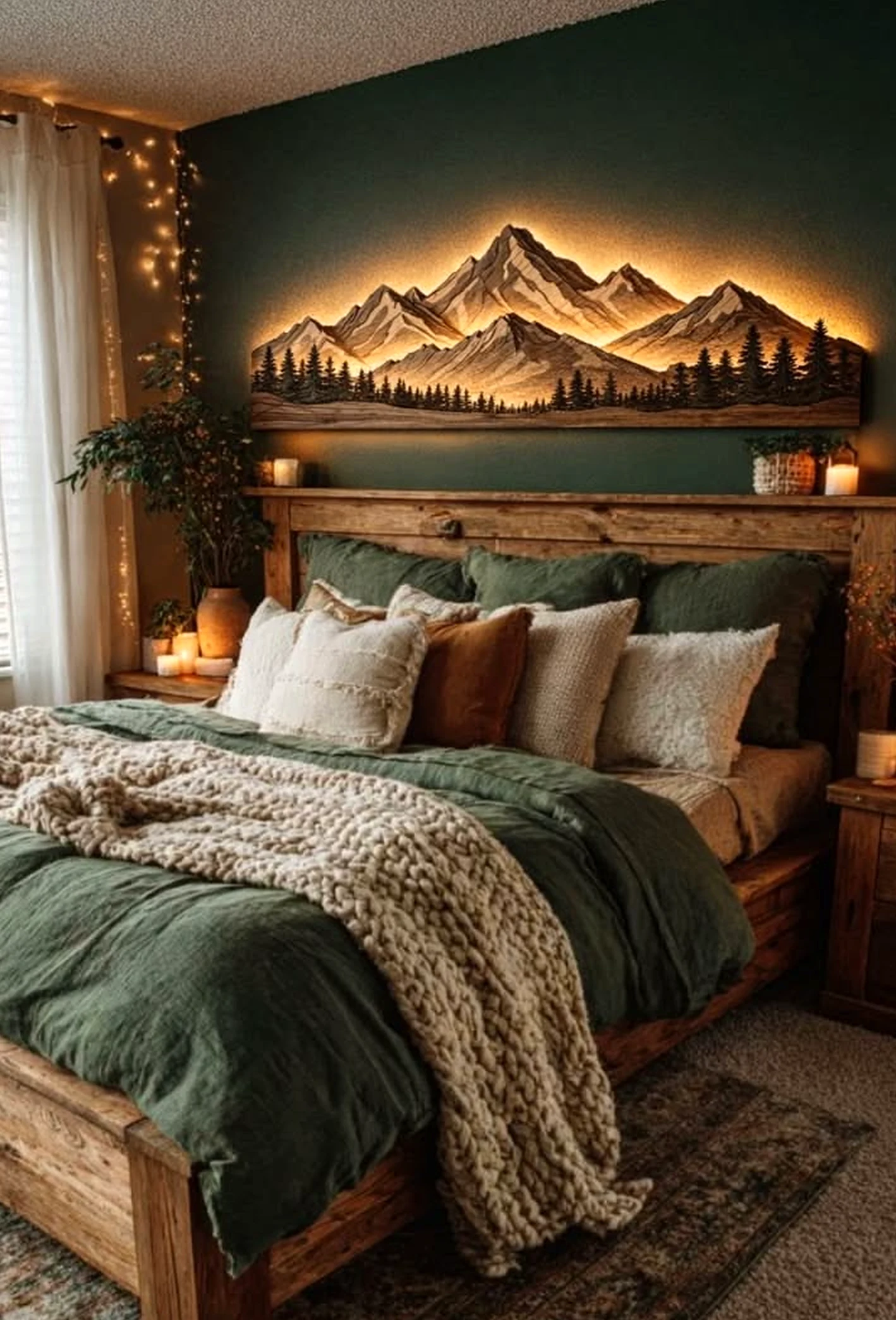 Sunny linen bedding introduces charm into the room, keeping the atmosphere quietly finished.
