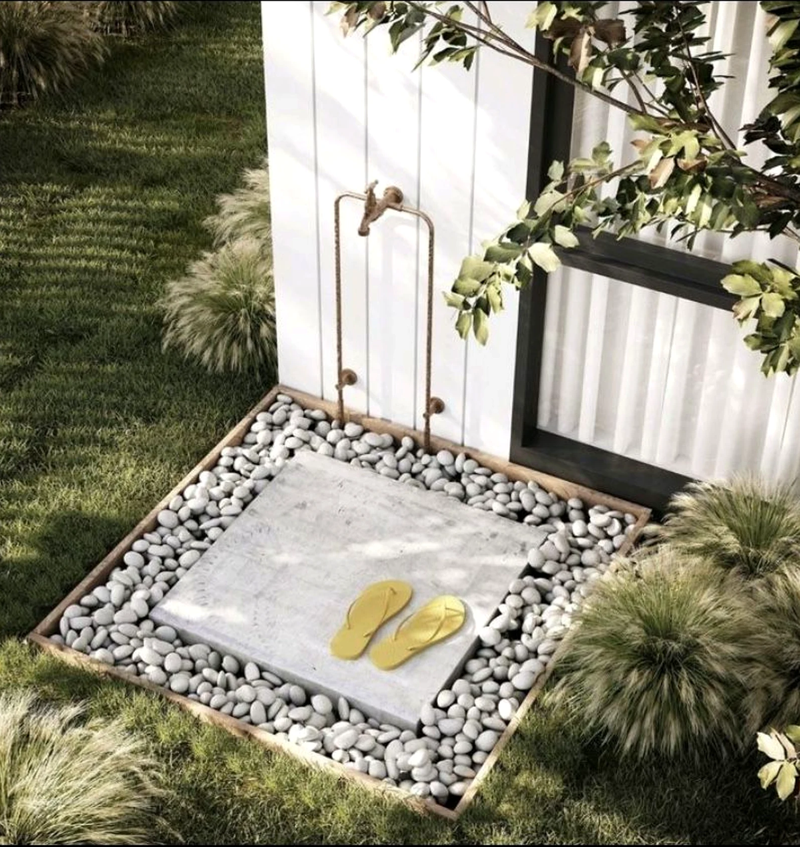 Leafy dining setup brings a useful note of balance, making the view feel clear and inviting.