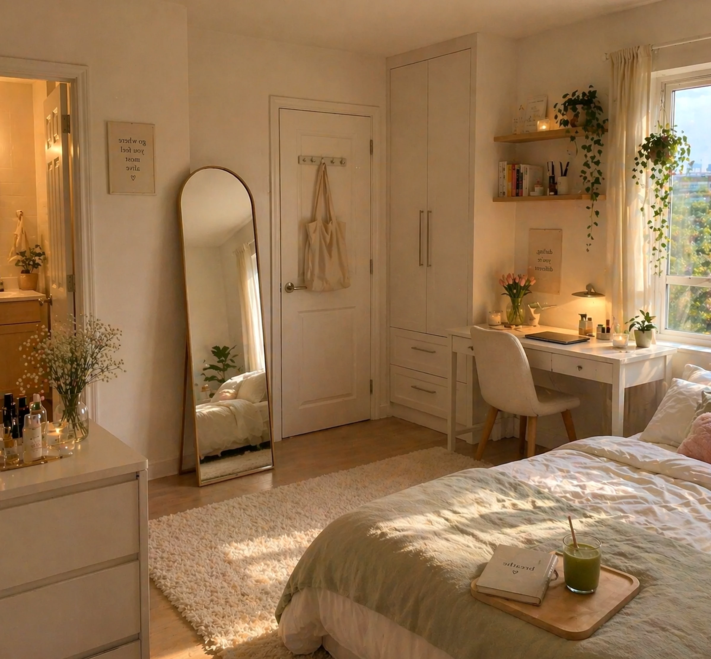 Leafy stair landing brings a useful note of depth, making the corner feel clear and inviting.
