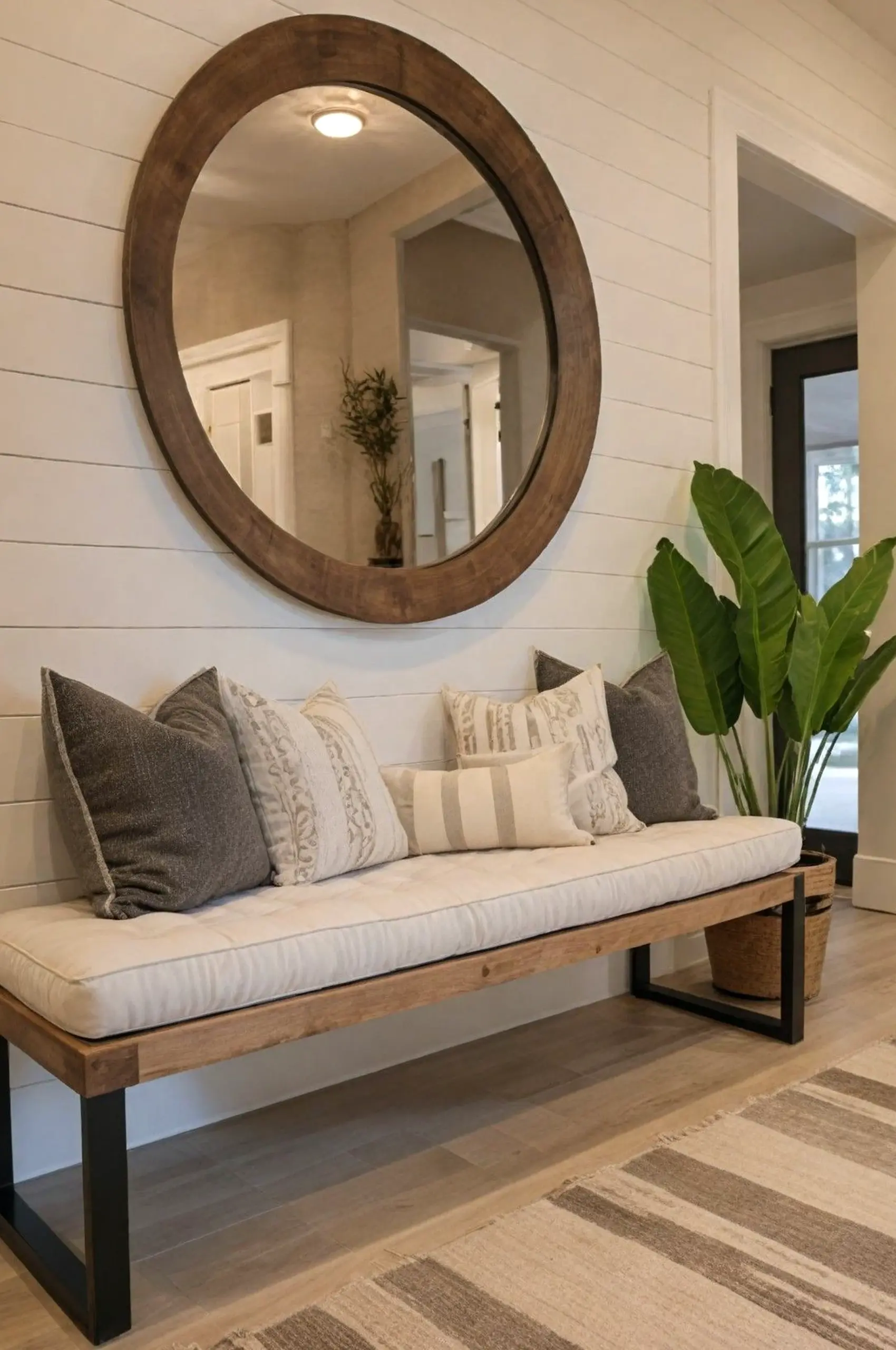 Inviting kitchen nook anchors the corner with character, giving the view a mood that feels pleasantly composed.