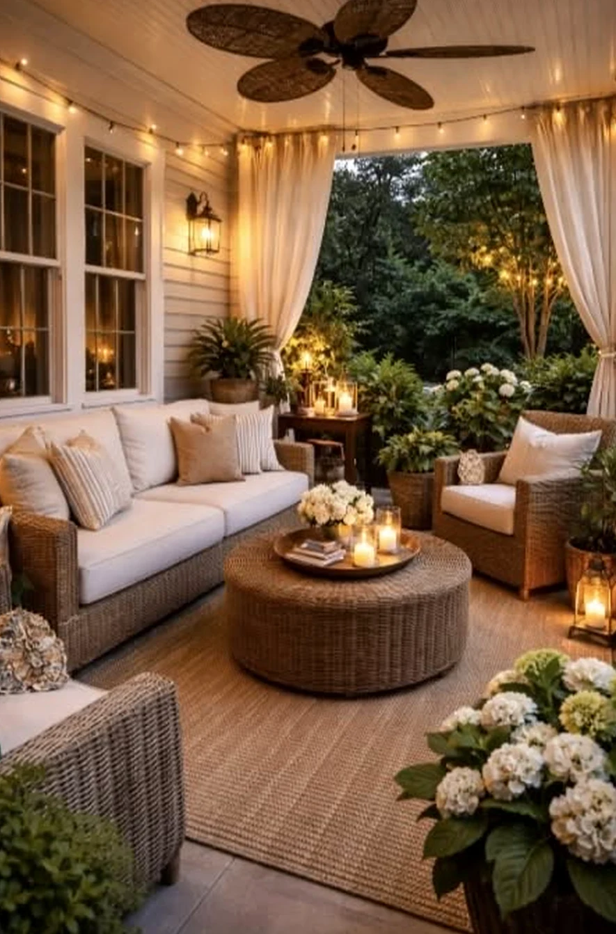 Simple balcony scene brings a useful note of softness, making the outdoor space feel bright but not busy.