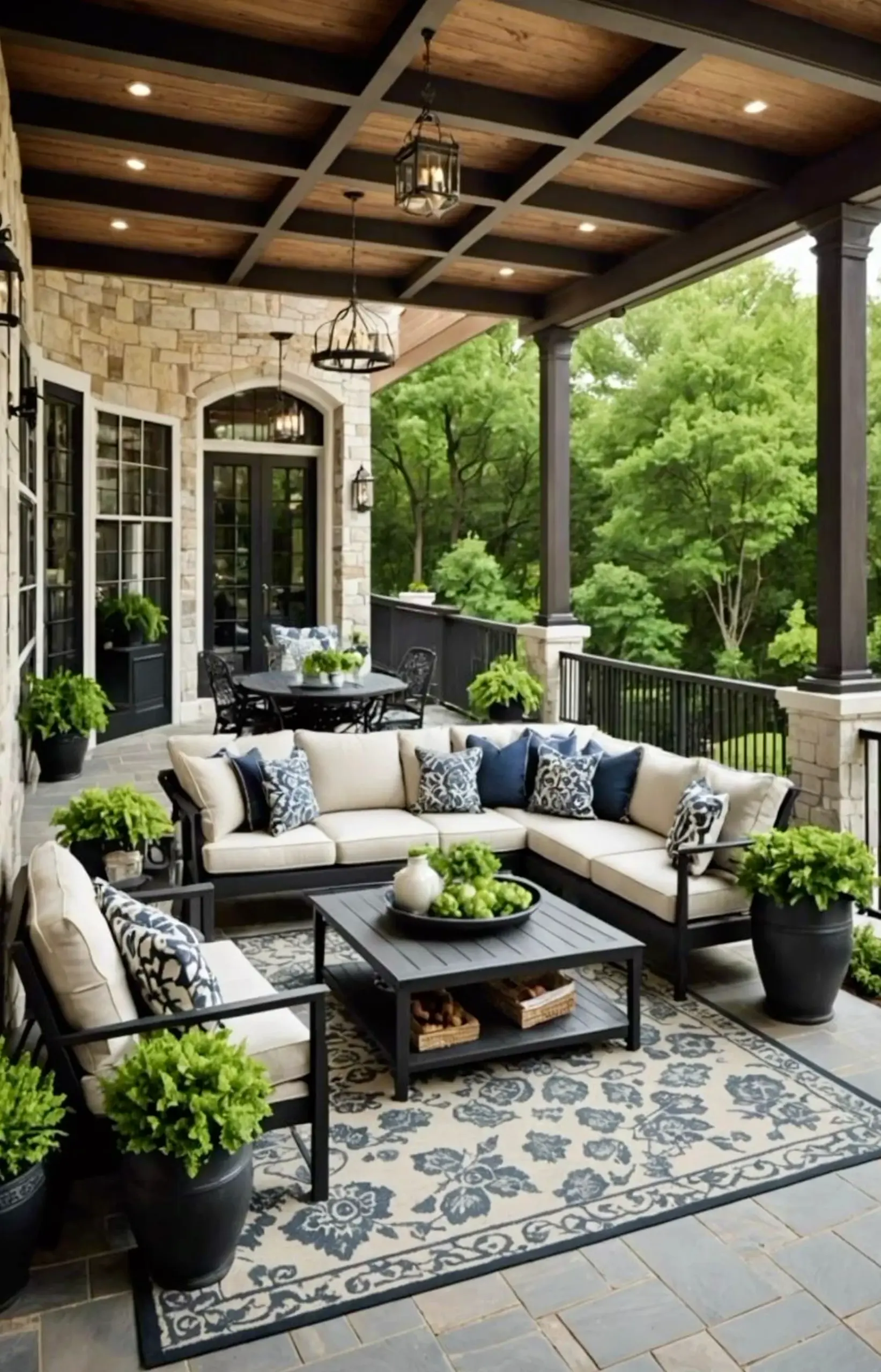 Leafy balcony scene brings a useful note of depth, making the corner feel clear and inviting.