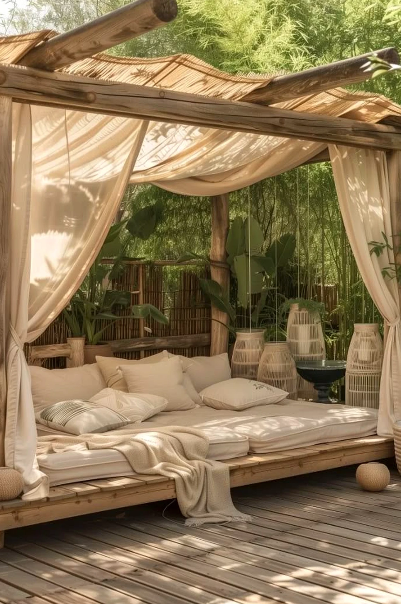 Calm reading corner gives the outdoor space more clarity, so the whole view feels visually grounded.