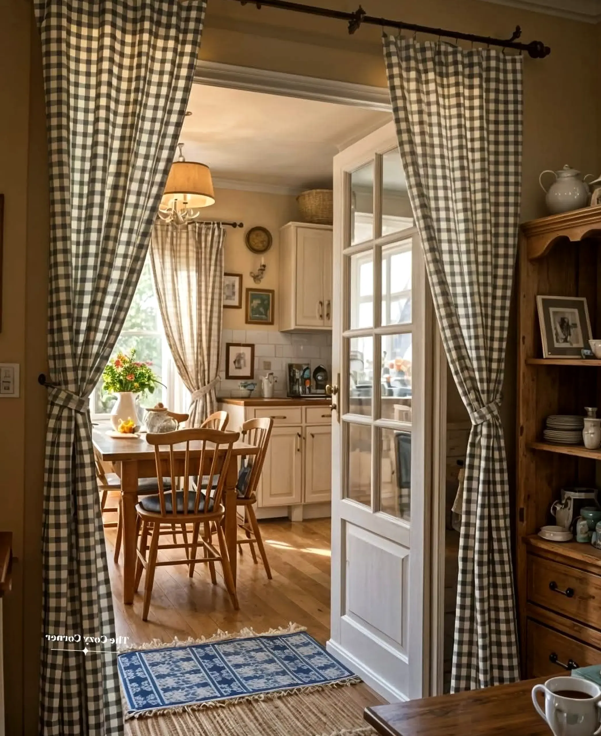 Compact kitchen nook draws attention to ease while the garden edge stays comfortable in daily use.