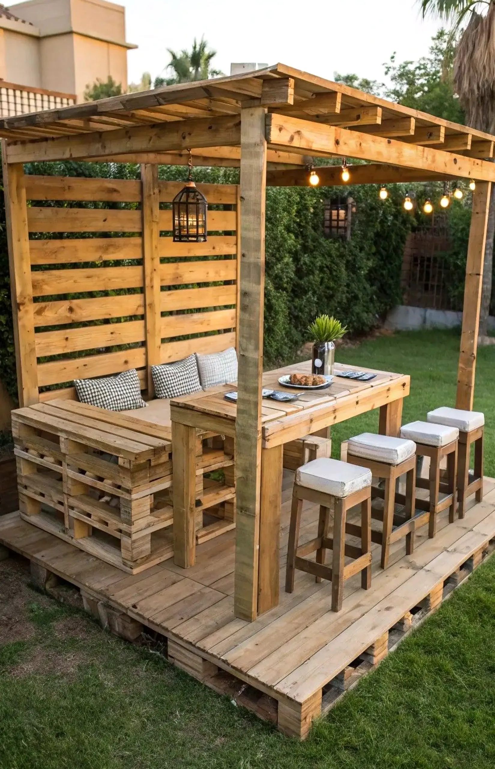 Balanced storage corner gives the outdoor space more focus, so the whole view feels pleasantly composed.