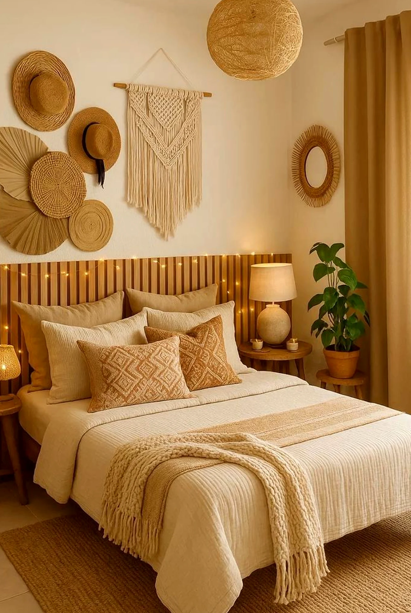 Sculptural plant shelf brings clarity to the wall, creating a mood that feels settled and welcoming.