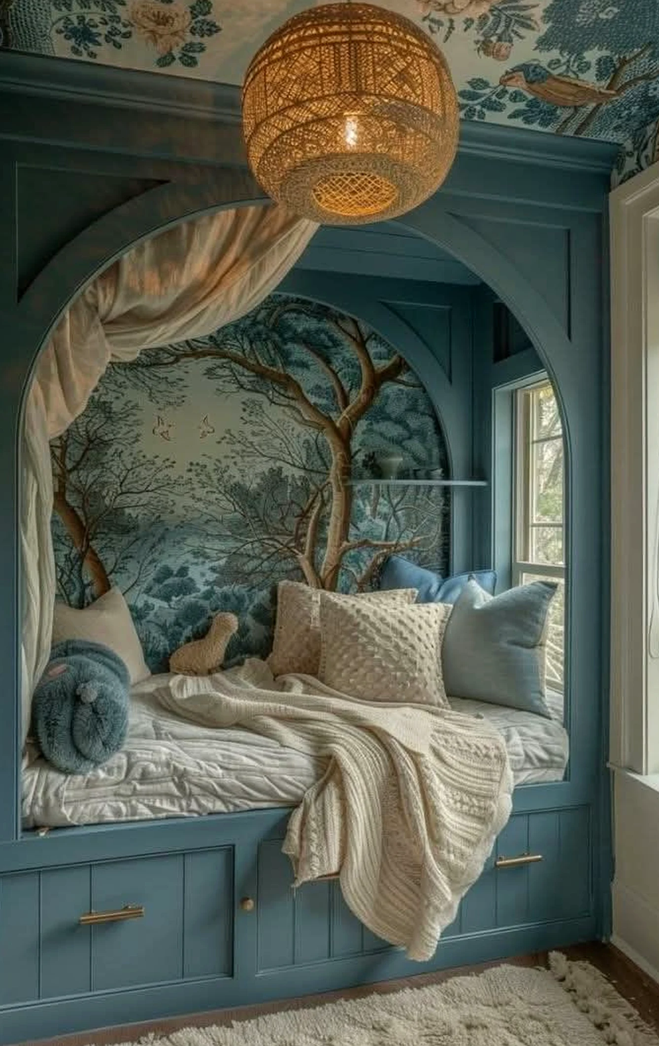 Textured bedside layer anchors the outdoor space with focus, giving the view a mood that feels ready for quiet use.