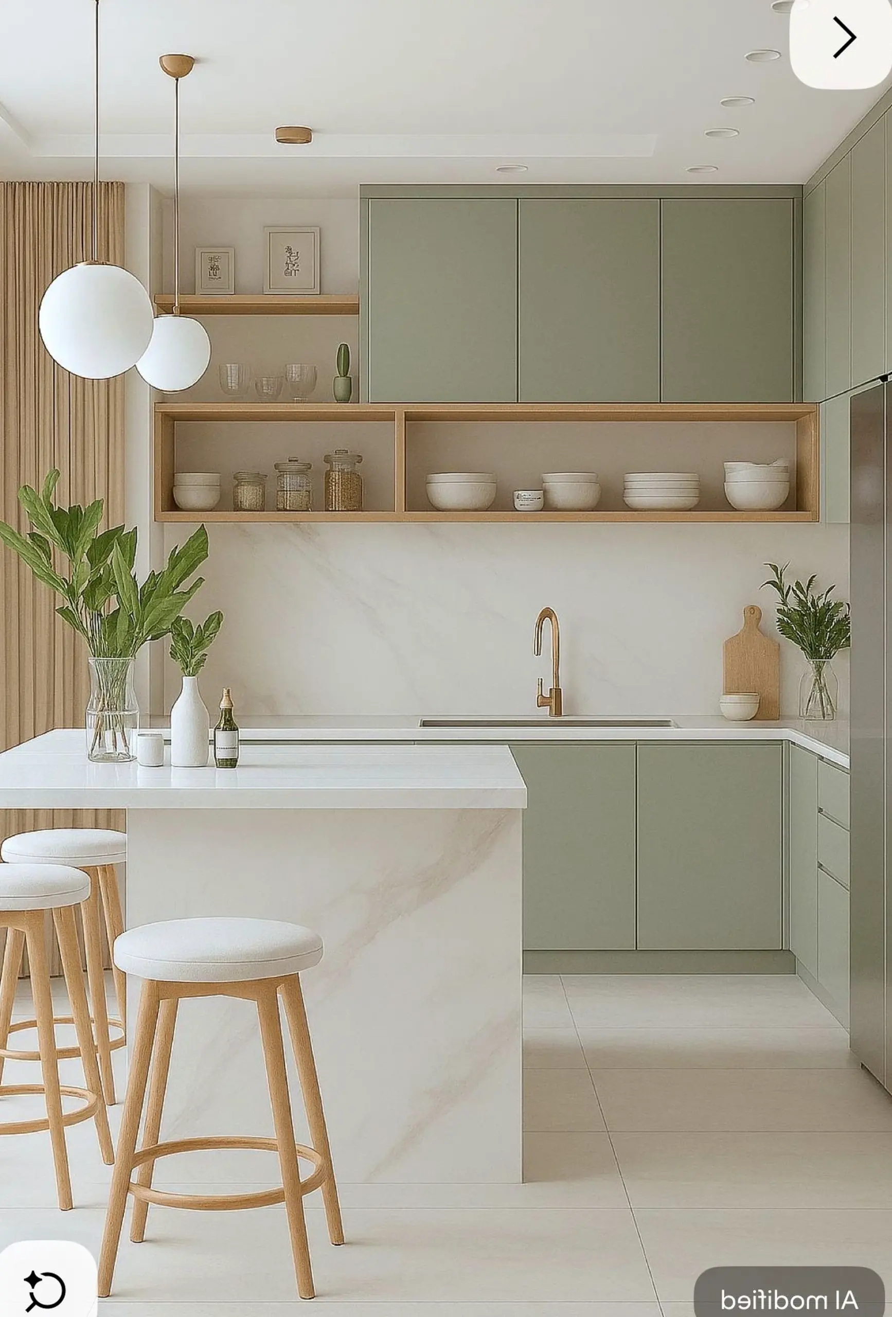 Graceful plant shelf adds personality across the backdrop, giving the decor a finish that feels bright but not busy.