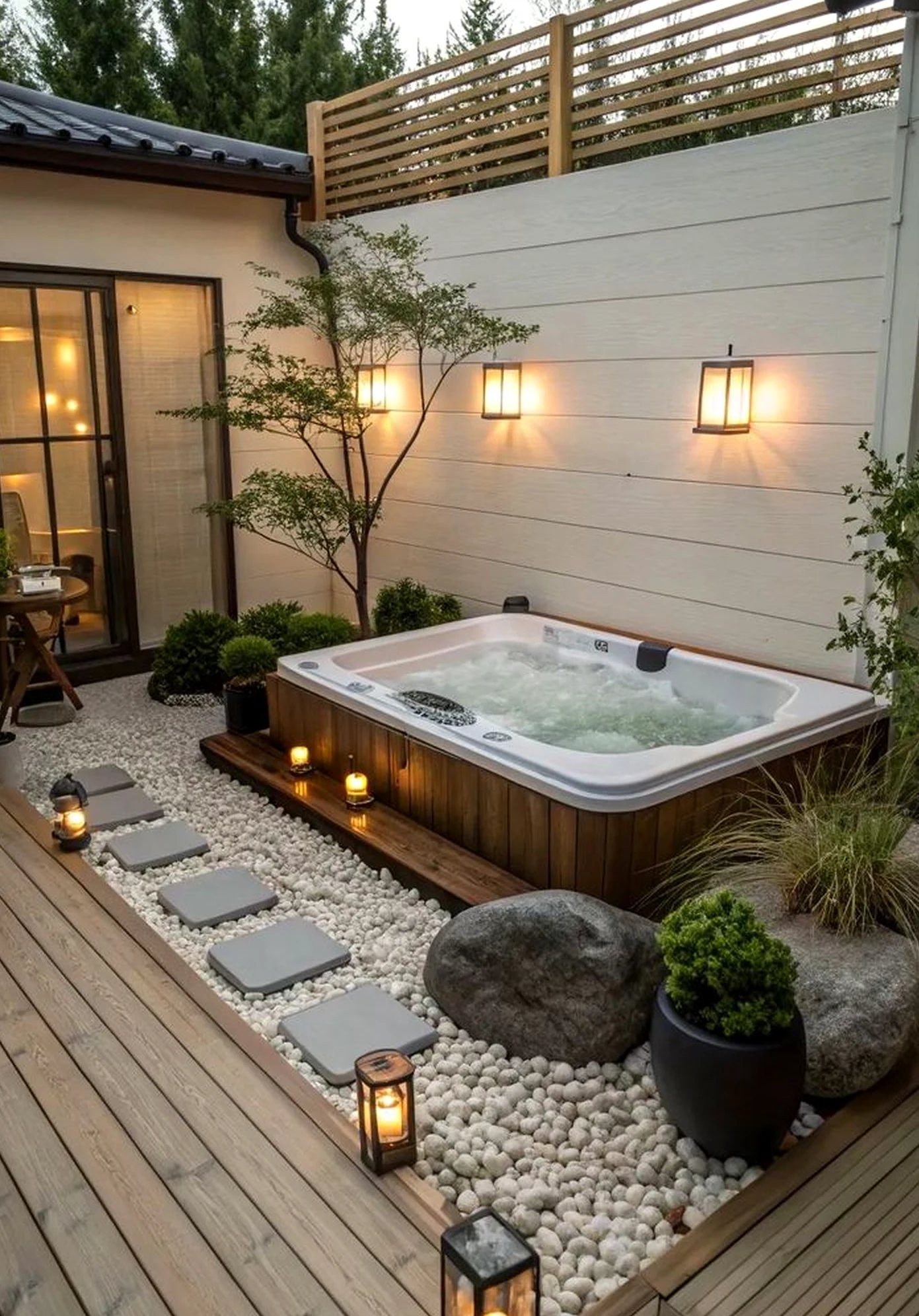 Subtle porch bench brings a useful note of comfort, making the room feel clear and inviting.