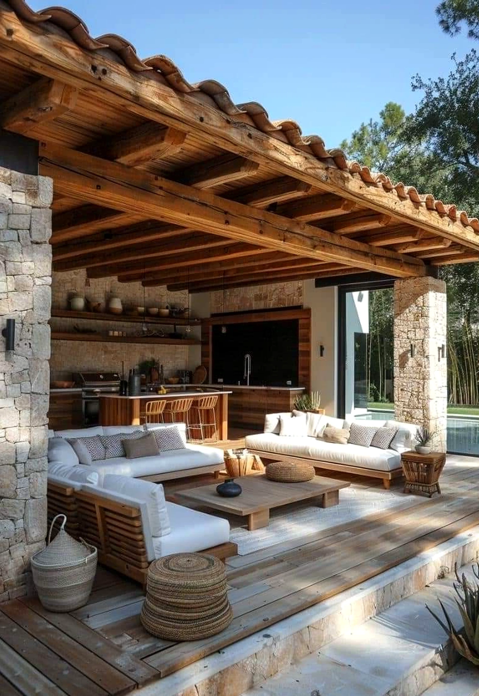 Natural outdoor lounge brings a useful note of depth, making the composition feel simple yet expressive.