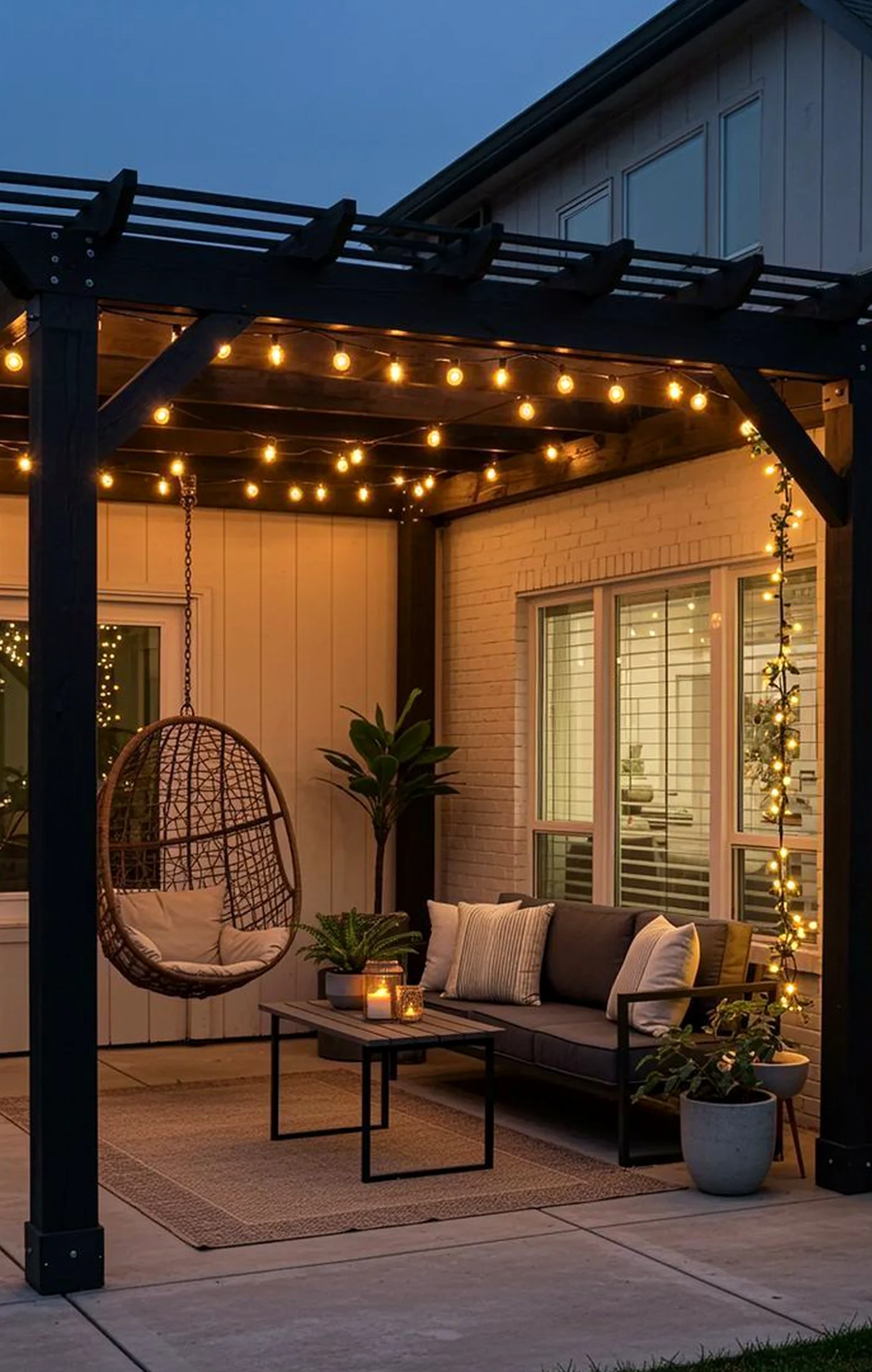 Balanced stone terrace introduces charm into the arrangement, keeping the atmosphere quietly finished.