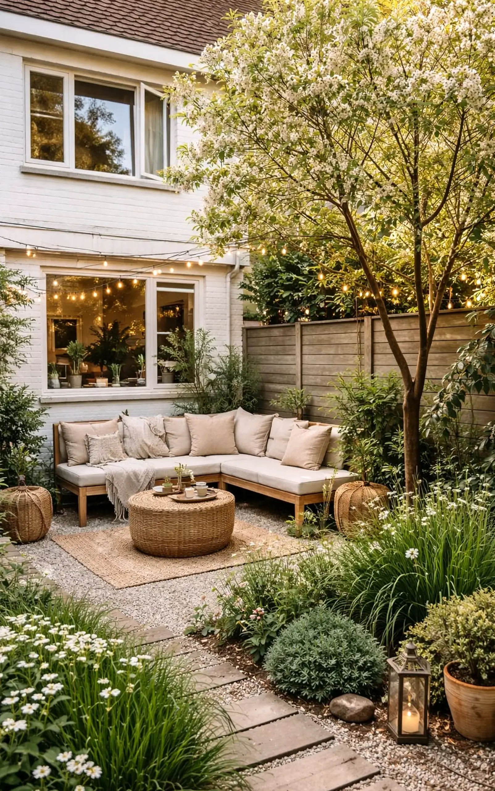Tactile porch bench anchors the sitting area with rhythm, giving the view a mood that feels easy to enjoy.