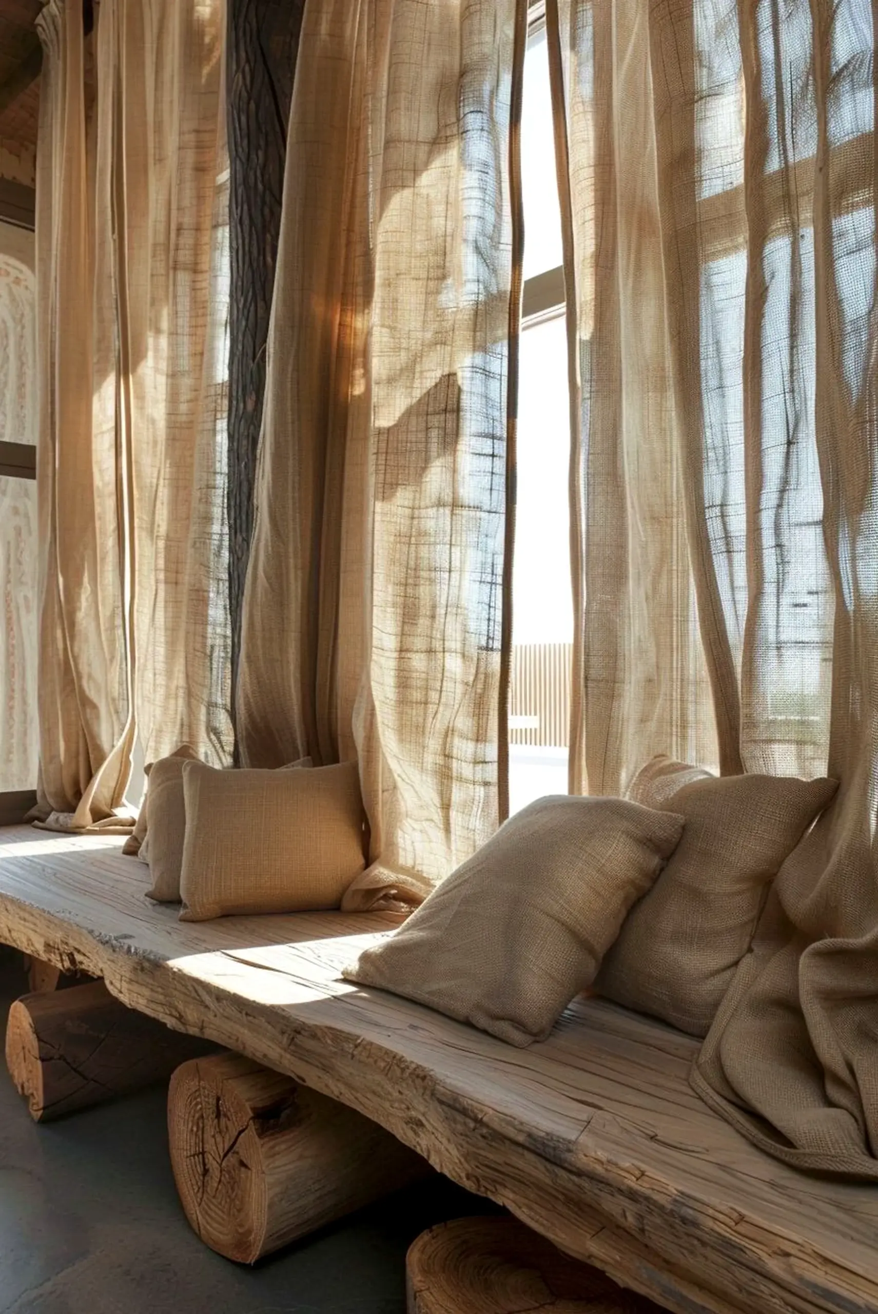 Soft neutral bedroom frames the corner with depth, making the scene feel soft at the edges.
