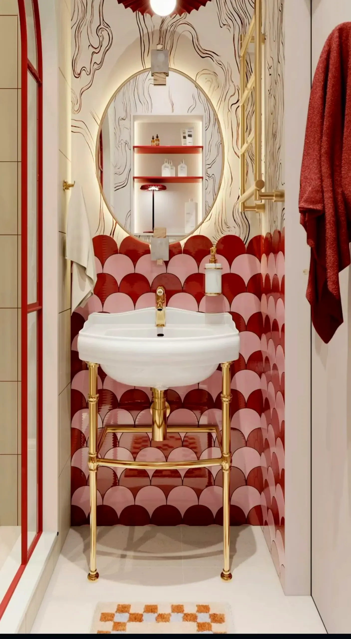 Warm stair landing brings a useful note of softness, making the arrangement feel clear and inviting.