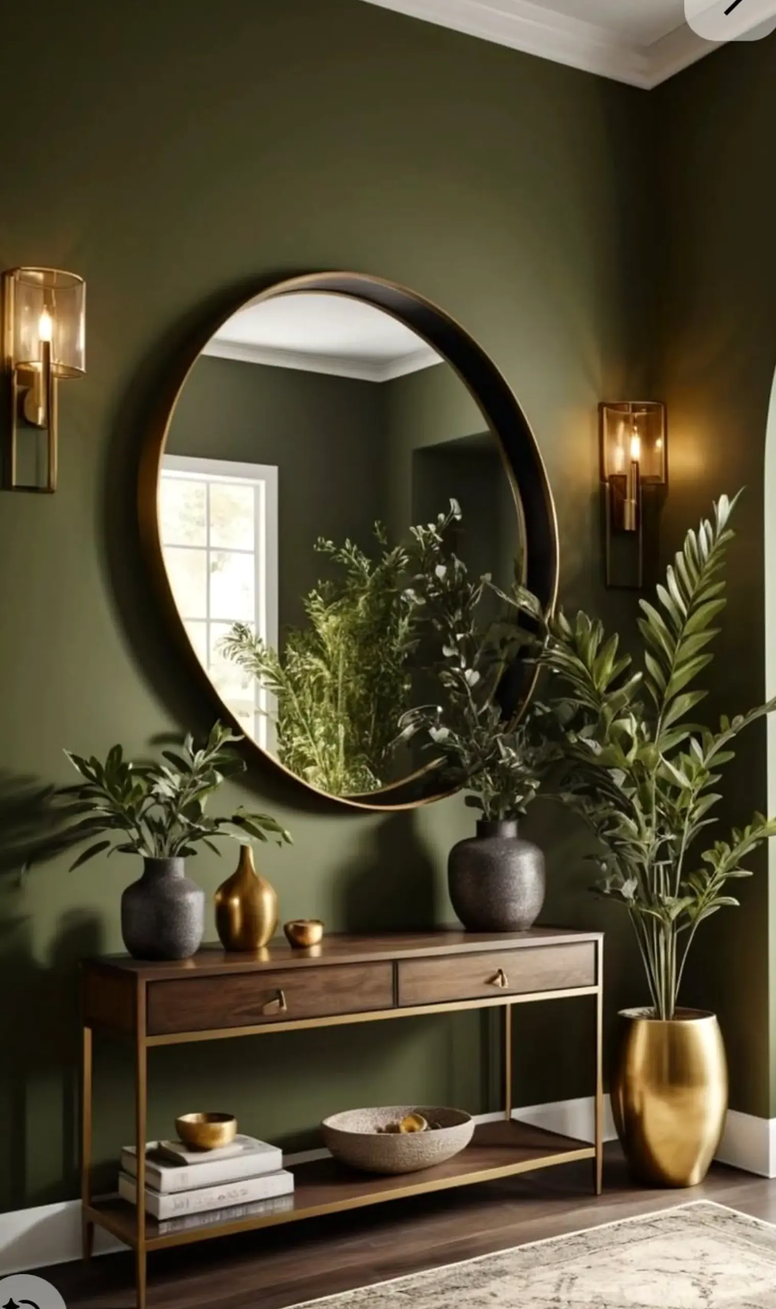 Soft decorative mirror adds comfort across the wall, giving the decor a finish that feels personal and relaxed.