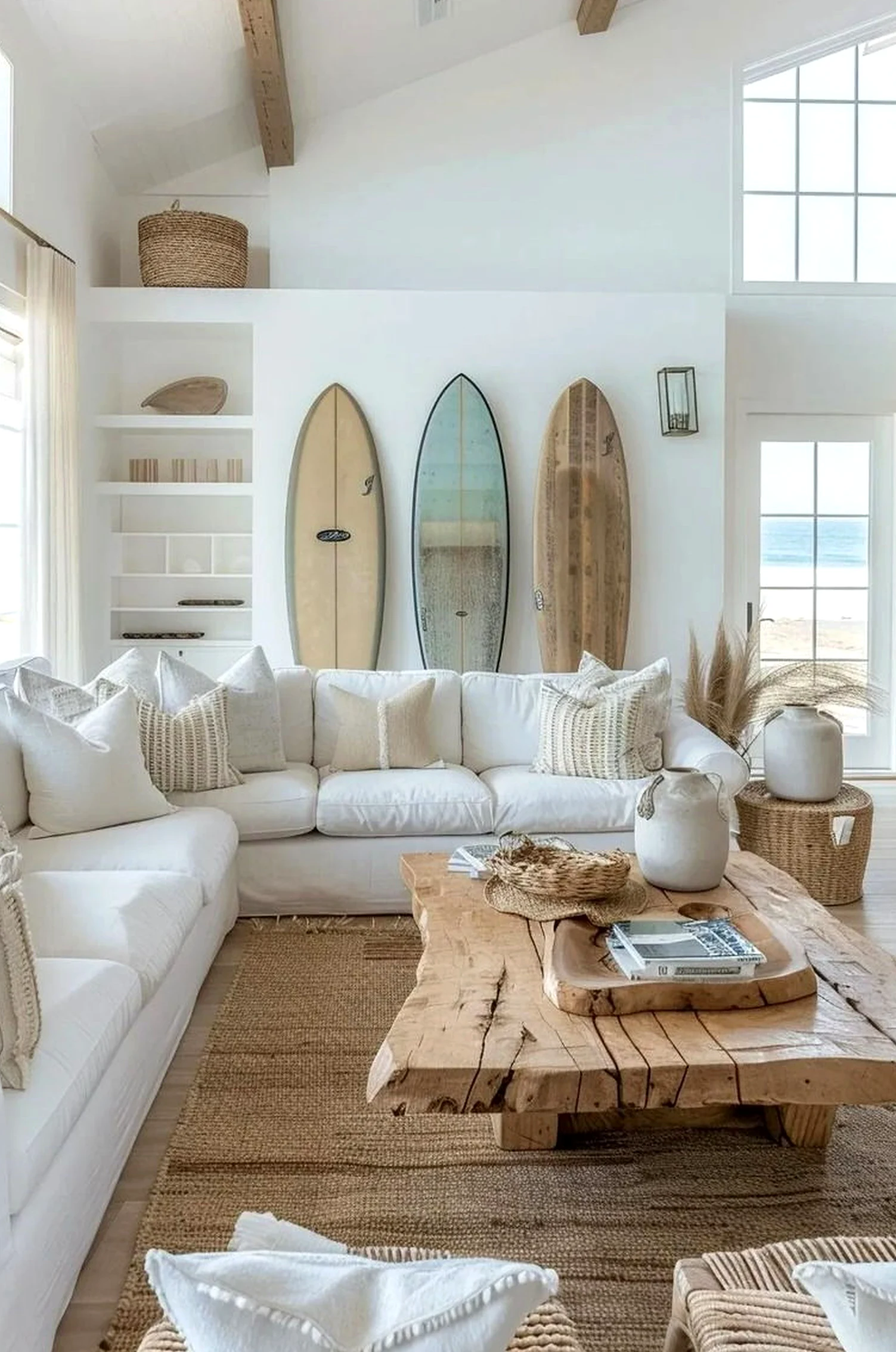 Graceful neutral bedroom brings texture to the view, creating a mood that feels personal and relaxed.